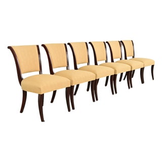 Barbara Barry for Baker Furniture Modern Regency Mahogany Dining Chairs, Set of Six For Sale