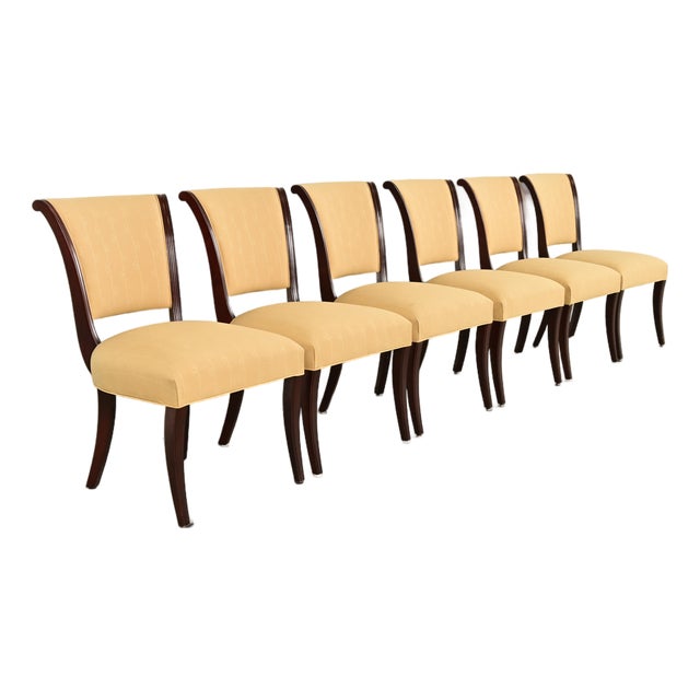 Barbara Barry for Baker Furniture Modern Regency Mahogany Dining Chairs, Set of Six For Sale