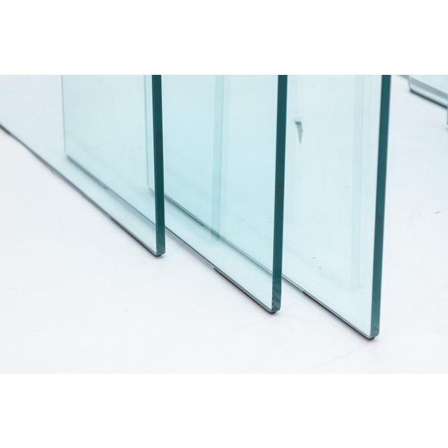 Modern Set of 3 Vintage 1980s Fiam Italia Glass Waterfall Nesting Side End Tables For Sale - Image 3 of 5