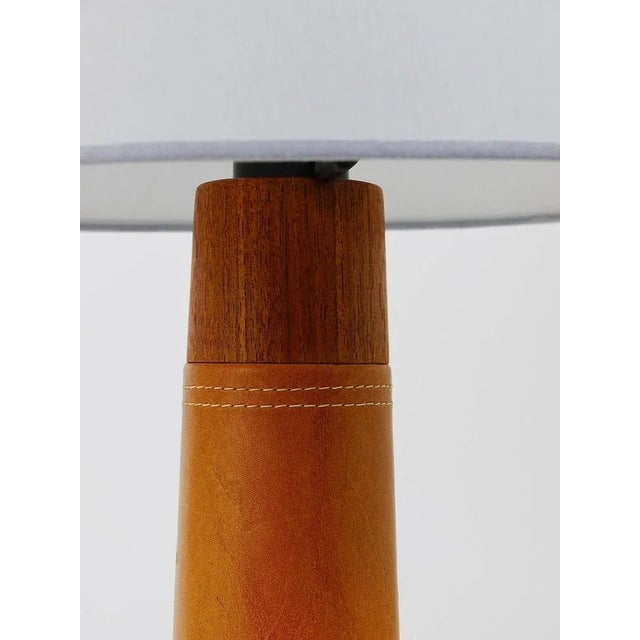 Mid-Century Danish Teak Leather Table Lamp, Denmark, 1950s For Sale - Image 6 of 11
