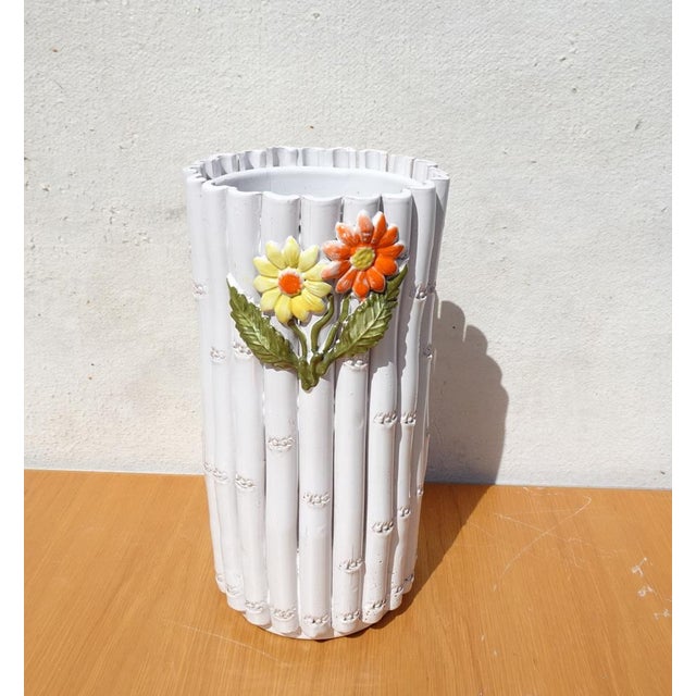 Ceramic Faux Bamboo Umbrella Stand, Italy, 1960s For Sale - Image 15 of 18