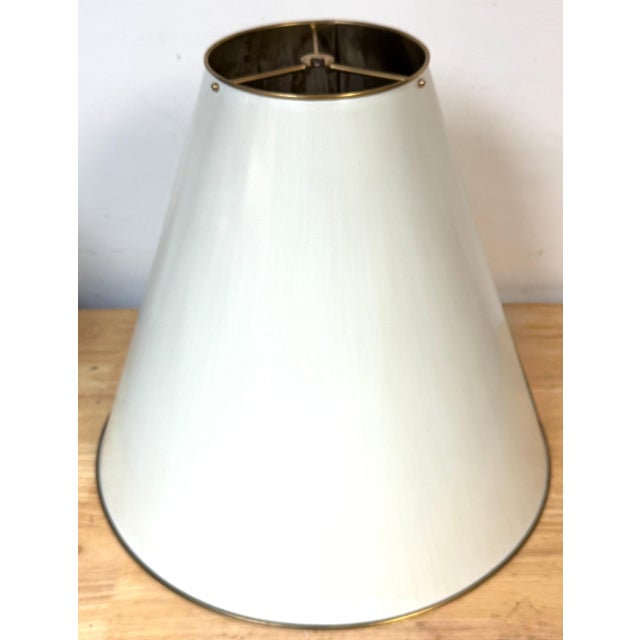 Late 20th Century French Modern Brass & Parchment Enamel Lamp Shades, Style of Royère - a Pair For Sale - Image 9 of 14