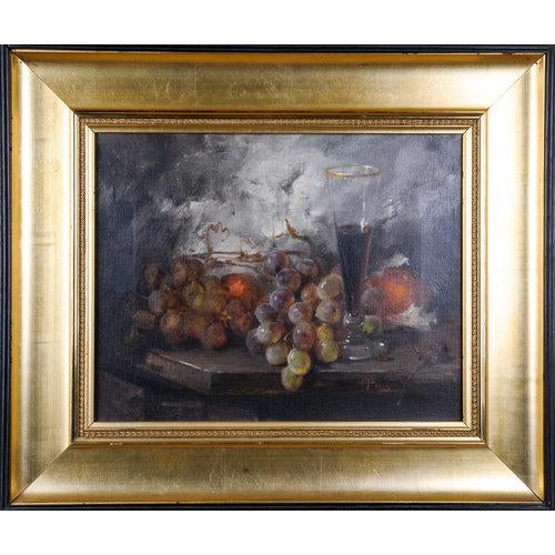 Textile Vintage 20th Century J Fulti Fruit & Wine Still Life Oil on Canvas Painting For Sale - Image 7 of 10