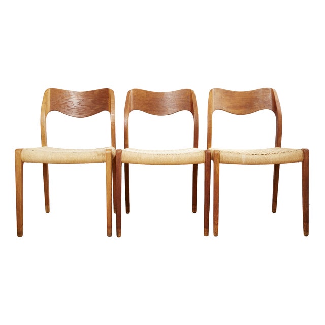 Vintage Danish No. 71 Dining Chairs by Niels O. Moller for J. L Moller, 1960s, Set of 3 For Sale