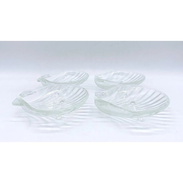 Vintage Transparent Glass Seashell Clam Shell Bowls- Set of 4 For Sale - Image 4 of 9