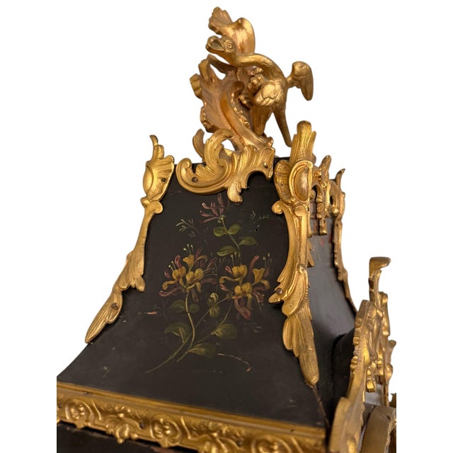 18th Century French Louis XV Lenoir À Paris Floral Cartel Clock & Bracket For Sale In Los Angeles - Image 6 of 13