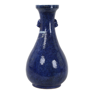 Early 20th-Century Chinese Porcelain Vase Glazed in Cobalt Blue (Restored)