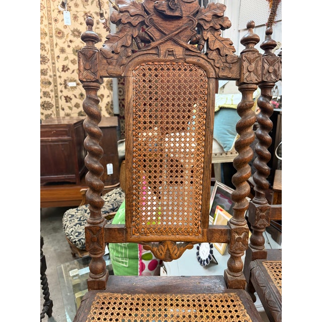 Set of 6 19th-Century French Renaissance Carved Walnut Hunting Chairs For Sale - Image 15 of 17