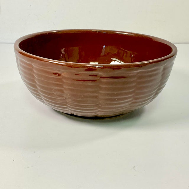 1970s Vintage Boho Chic Brutalist J C Stoneware Round Serving Bowl For Sale - Image 4 of 6