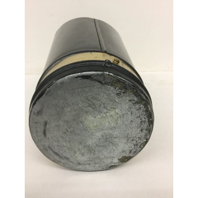 Metal Hand Painted Galvanized Tall Metal & Brass Matchstick Holder For Sale - Image 7 of 10