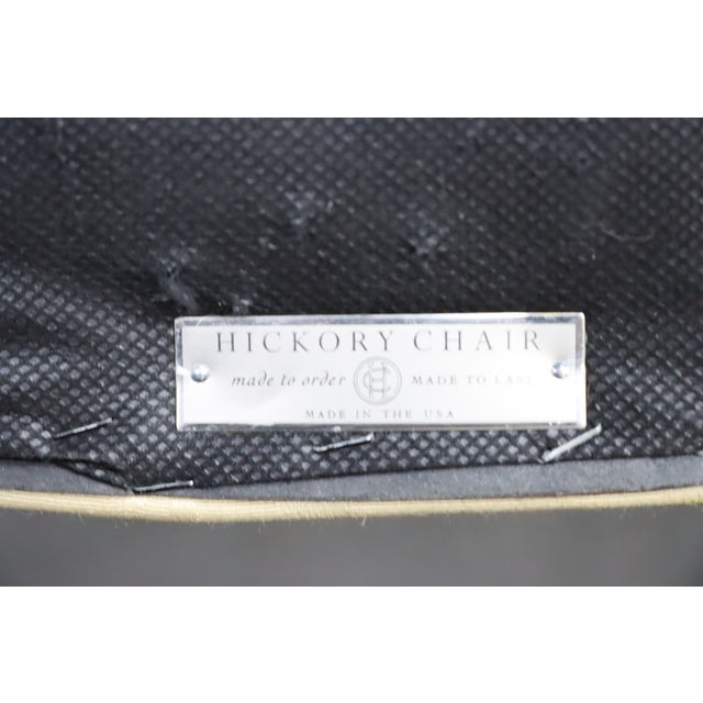 Hickory Chair Co. Upholstered Open Arm Chair in Damask Fabric For Sale - Image 11 of 12