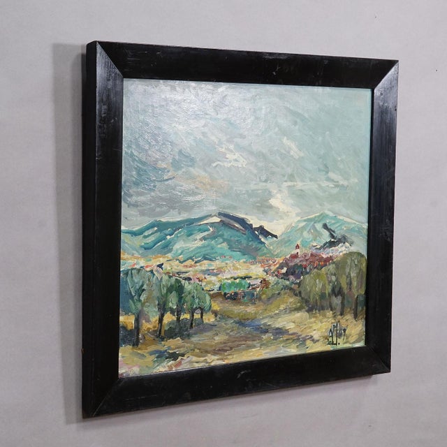 Alexander Michael Oil Painting of a Mountain Landscape, 1969 This expressive landscape painting from 1969 is the work of...