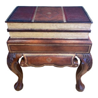 Maitland-Smith Faux Book Chest Side Table With Cabriole Legs For Sale