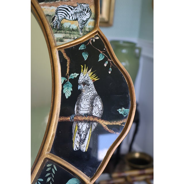 Vintage Robert M. Weiss Peruvian Reverse-Painted Wildlife Mirror For Sale - Image 4 of 18