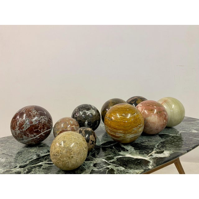 Selection of Specimen Marble and Stone Spheres, Set of 10 For Sale - Image 10 of 13