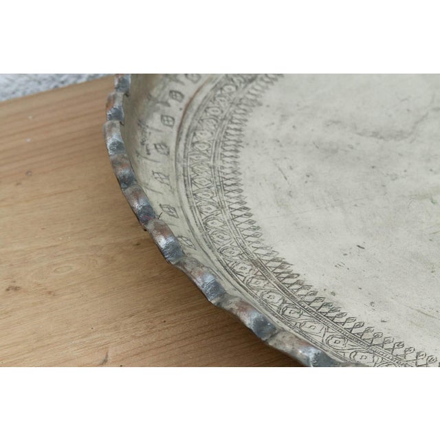 Late 19th Century Monumental 26" Dm Antique Tinned Copper Tray For Sale - Image 5 of 7
