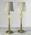 American Pair of Ralph Lauren Polished Brass Buffet Lamps W/ Linen Bell Shades For Sale - Image 3 of 8