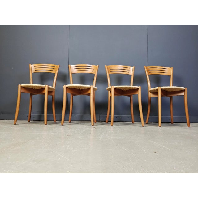 Vintage Italian Bistro Papercord Dining Chairs, 1980s, Set of 4 For Sale - Image 11 of 12