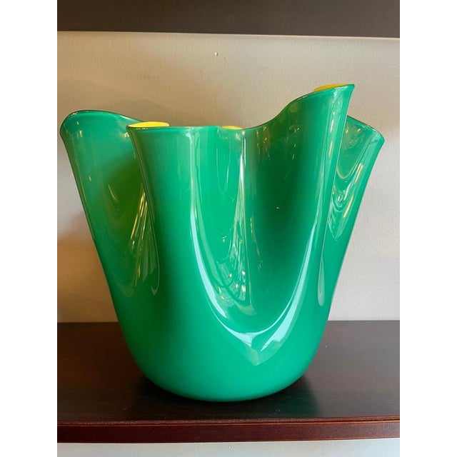 Green Fazzoletto Model Vase by Venini, 1970s For Sale - Image 8 of 12