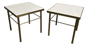French Marble and Brass Lamp Tables, 1930, Set of 2