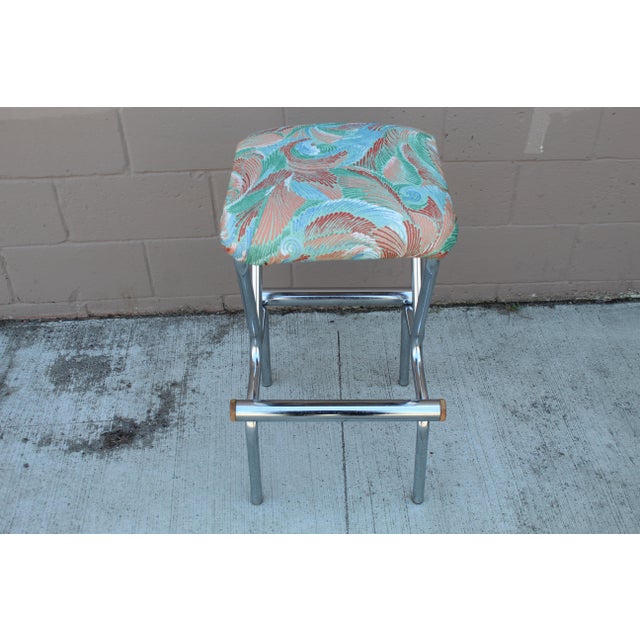 Metal 1950s Mid-Century Modern Milo Baughman Style Bar Stool For Sale - Image 7 of 7