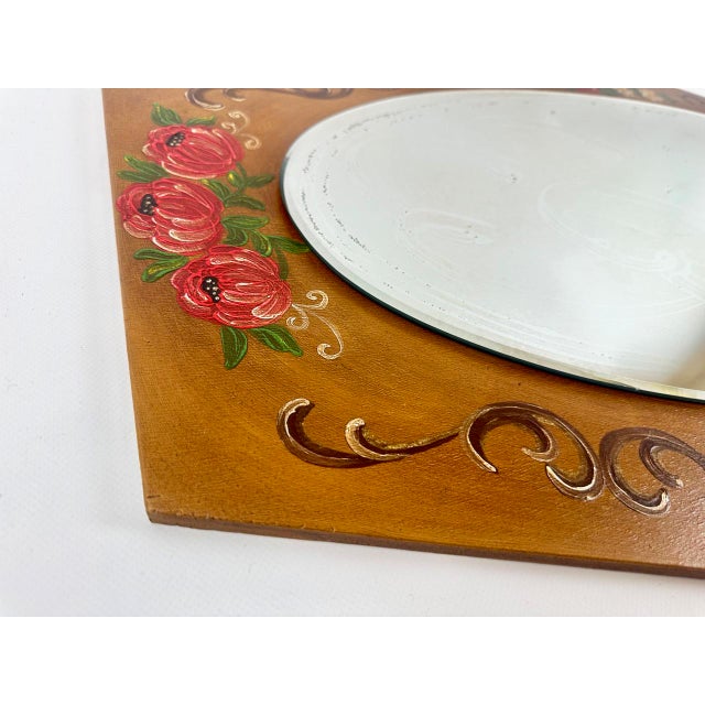 Brown Austrian Hand-Painted Wall Mirror, 1980s For Sale - Image 8 of 11