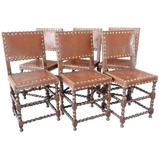 19th Century English Barley Twist Chairs- Sete of 6 For Sale