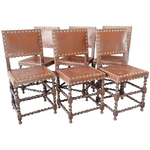 19th Century English Barley Twist Chairs- Sete of 6