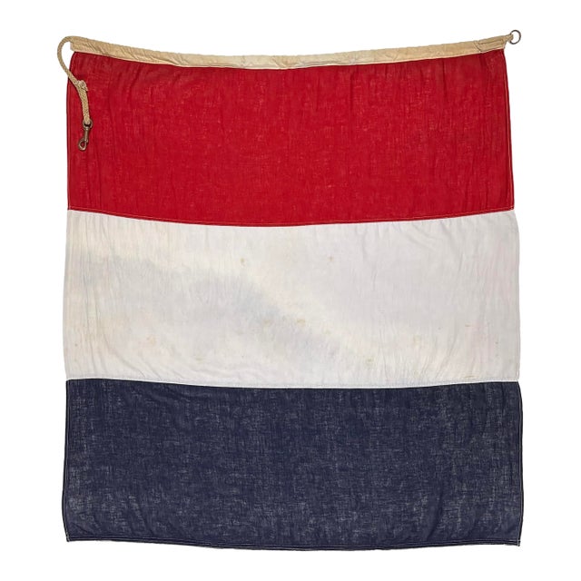 Large Vintage Cotton Nautical Signal Flag For Sale