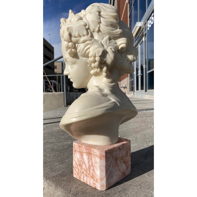 Mid 20th Century Bust of 19th Century French Woman on Cube Marble Mount After Grinam Niam Paris For Sale - Image 5 of 13