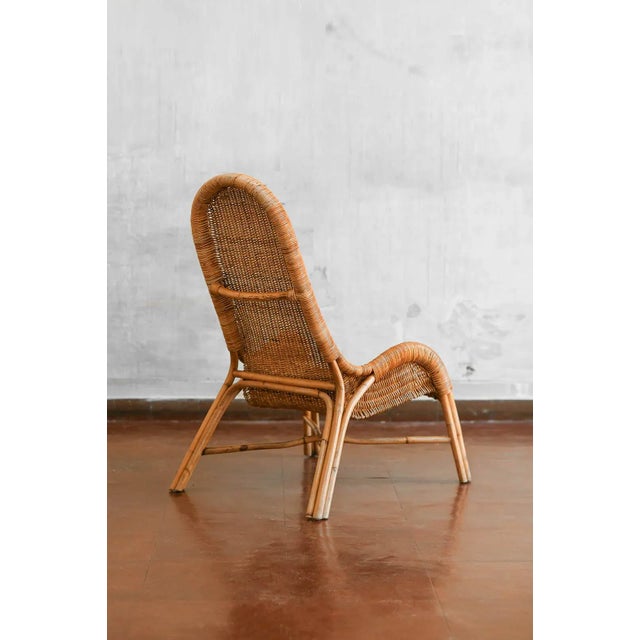 1960s Set of Wicker Armchairs with Curved Backrests, 1980s For Sale - Image 5 of 12