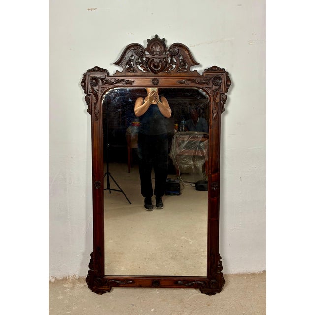Traditional Large Renaissance Revival Hardwood Mirror, Early 20th-Century For Sale - Image 3 of 16