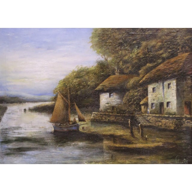 English Mid-Century English Landscape Painting in Gilt Frame Signed William Pitt For Sale - Image 3 of 11