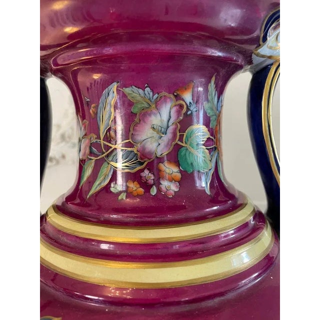 Large Staffordshire Porcelain Twin Handled Vase For Sale - Image 9 of 11