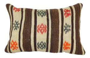 Turkish Lumbar Kilim Pillow Cover 14" X 20"