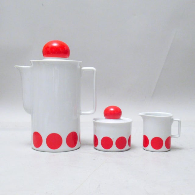 Red Polka Dot Coffee Service, 1970s, Set of 27 For Sale - Image 3 of 12
