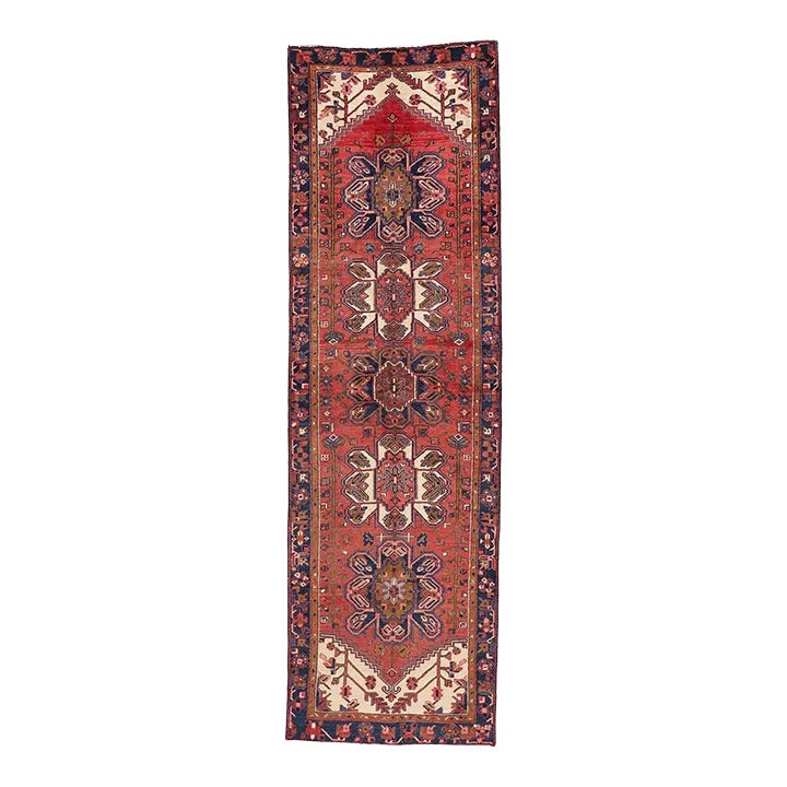 Vintage Persian Heriz Rug Runner, 03'04 X 10'08 | Chairish