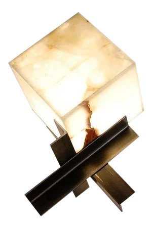 Cubyx' Sculptural Onyx and Blackened Steel Lamp