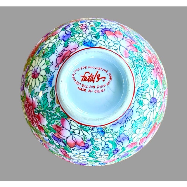 Vintage Hand Painted Chinese Floral Bowl For Sale In New York - Image 6 of 6