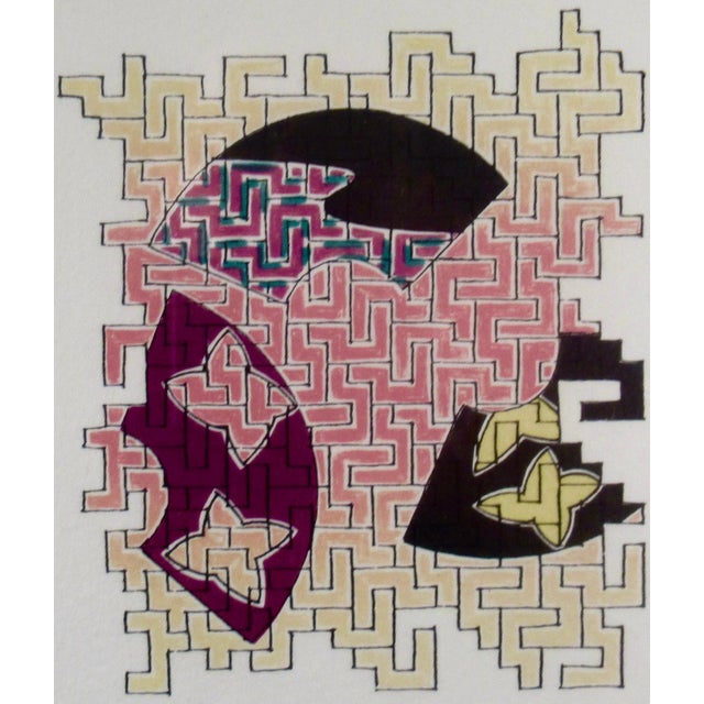 Abstract Hiroshi Murata Autumn Fans 1982 Reproduction Print For Sale - Image 3 of 6