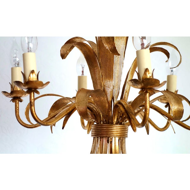 Gilded Metal 6-Light Chandelier by Hans Kögl, 1970s For Sale - Image 13 of 14