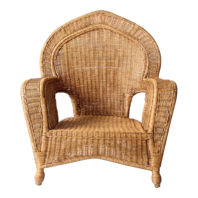 Vintage Wicker Armchair For Sale