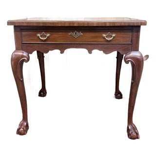 Late 20th Century Henkel Harris Mahogany Marble Top Side Table With Ball & Claw Feet For Sale