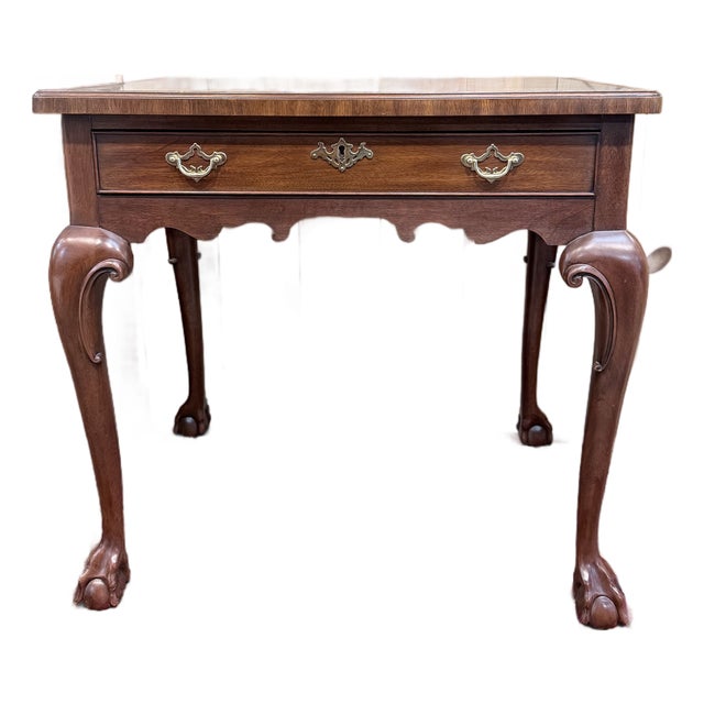 Late 20th Century Henkel Harris Mahogany Marble Top Side Table With Ball & Claw Feet For Sale