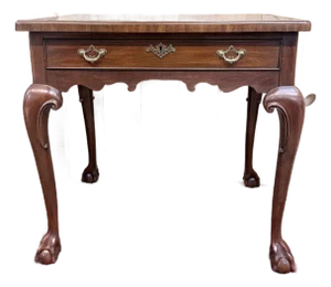 Late 20th Century Henkel Harris Mahogany Marble Top Side Table With Ball & Claw Feet