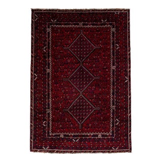 1960s Vintage Tribal Shiraz Persian Wool Rug in Red For Sale