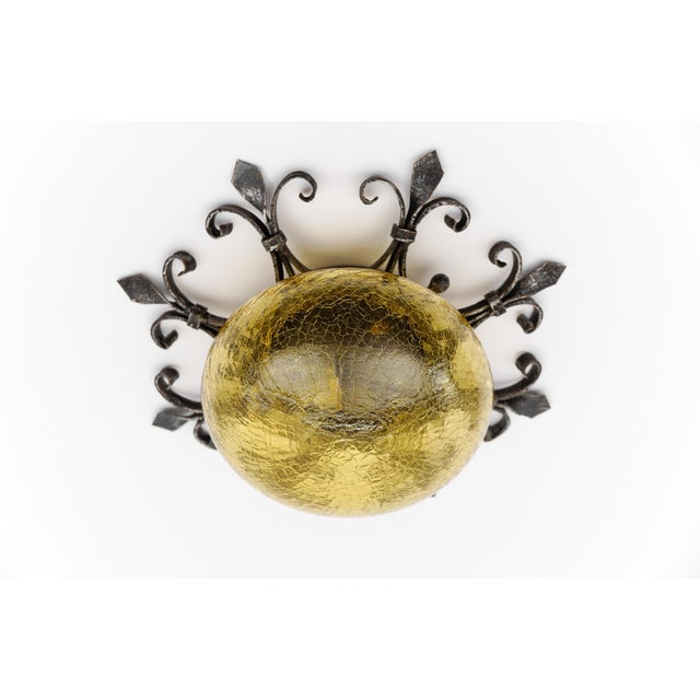 1960s Vintage German Iron Glass Flush Mount, 1960s For Sale - Image 5 of 12