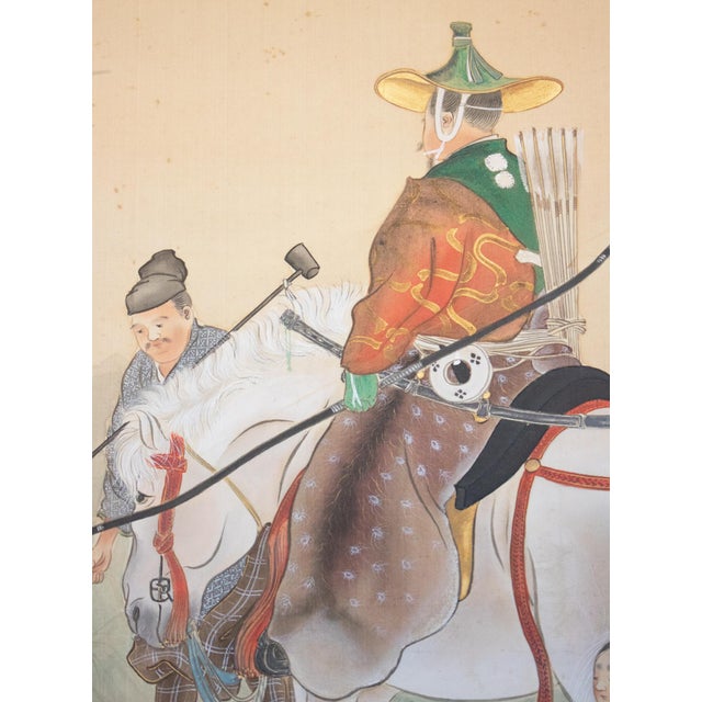 XL "Samurai" by Kogyoku, Meiji Era Japanese Silk Scroll Painting For Sale In Dallas - Image 6 of 18