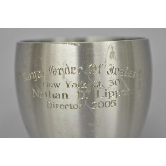 Traditional Vintage Royal Order of Jesters Figural Pewter Metal Award Goblet Chalice For Sale - Image 3 of 17