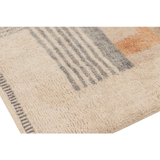 Rug & Kilim’s Moroccan Rug in Cream White With Art Deco Style Geometric Patterns For Sale In New York - Image 6 of 7